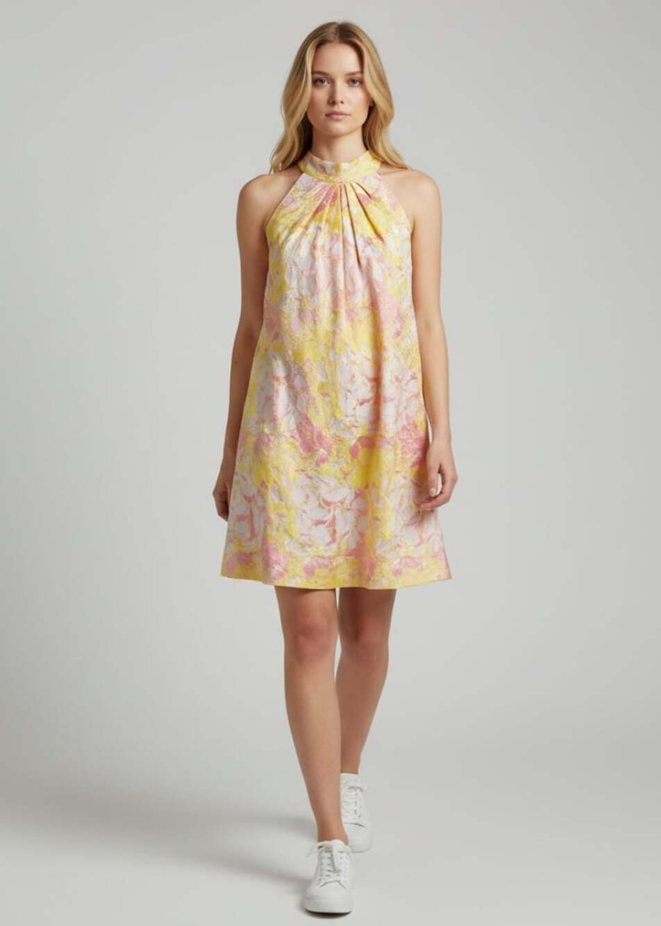 Belle Badgley Mischka Floral Jacquard Halter Mini Dress | Pastel | Size 8 | NWOT